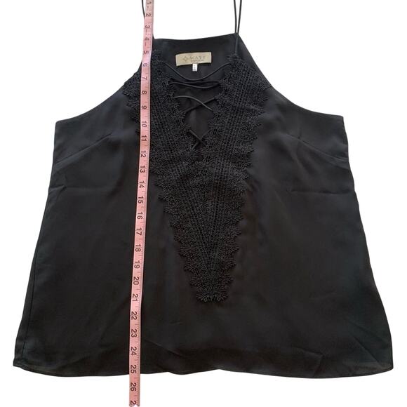 Wayf Black Lace Criss Cross Deep V-Neckline Tank Top Size Large - Picture 3 of 8